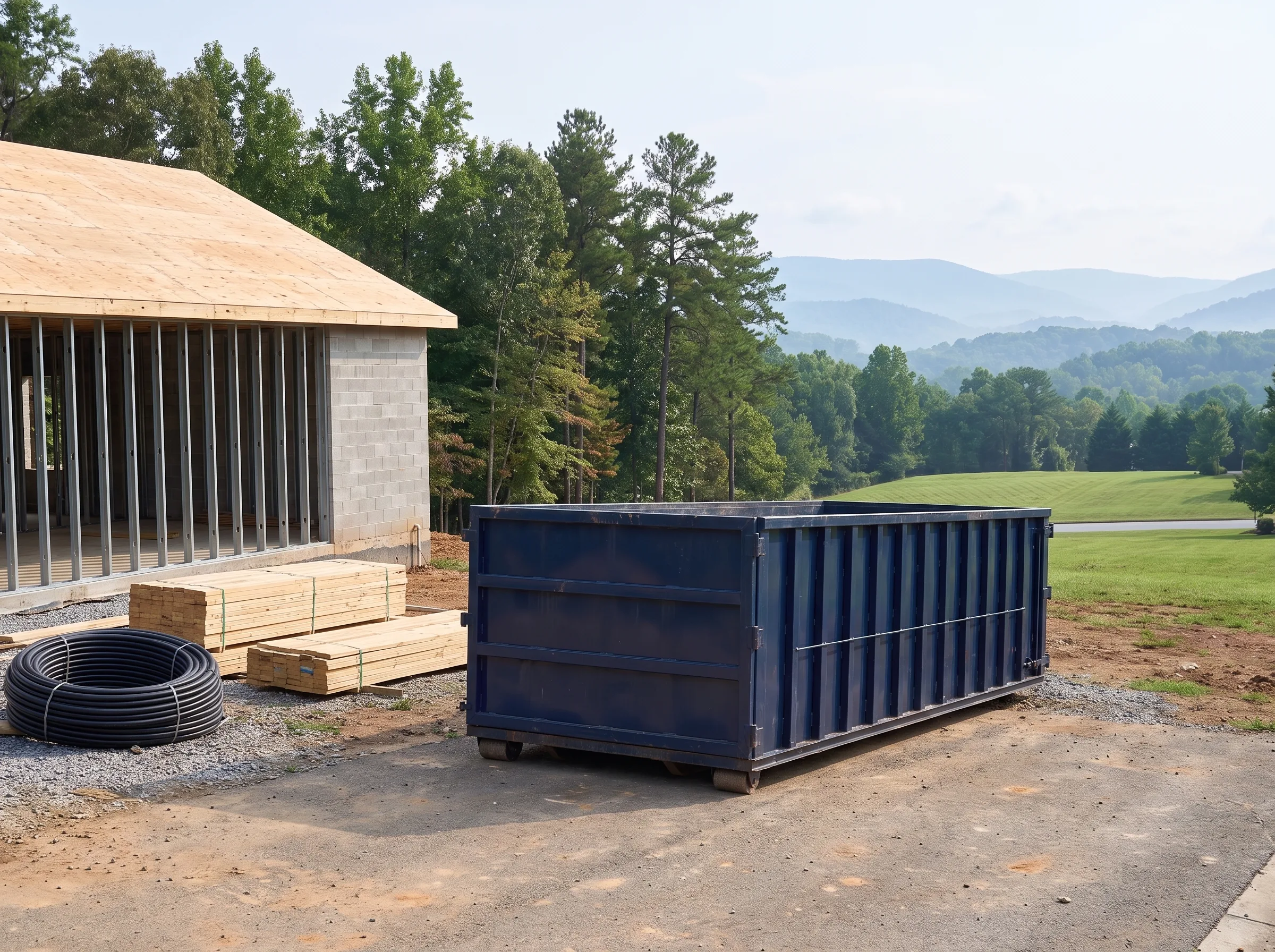 Roll-off dumpster being loaded in Nashville, TN