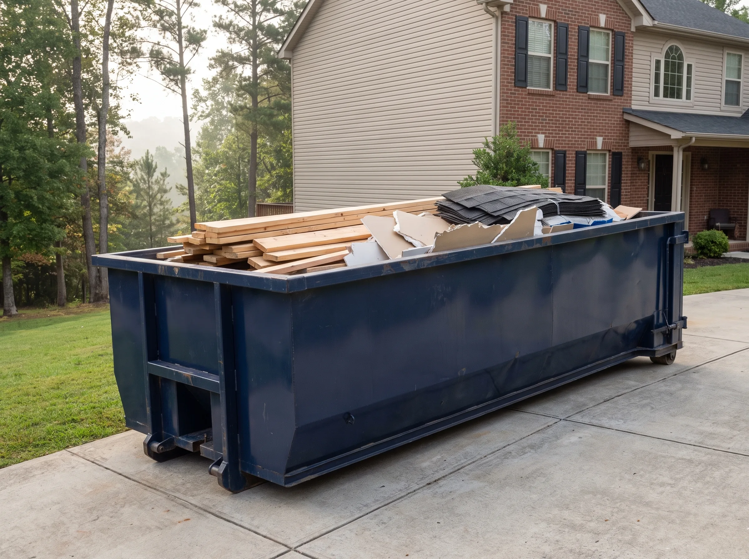 Roll-off dumpster being loaded in Davidson County, TN